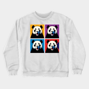 Pop Jaw Dropped Panda - Funny Panda Art Crewneck Sweatshirt